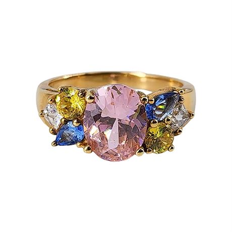 Suzanne Somers Sterling Silver Multi-Colored CZ Ring