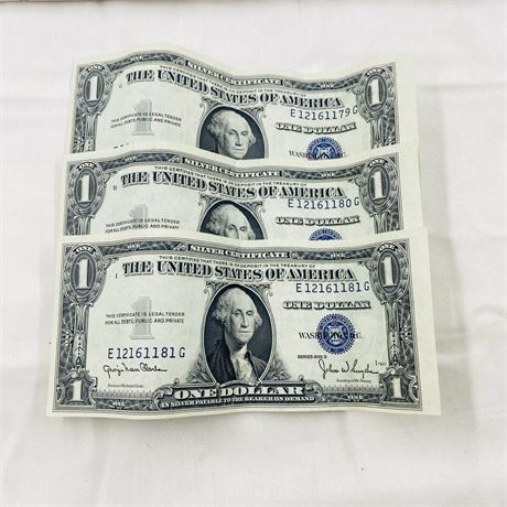 3 Consecutive 1935 $1 Silver Certificates