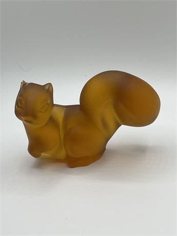 Amber glass squirrel paperweight