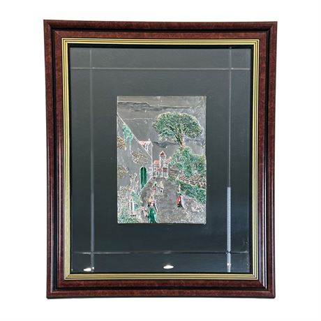 Vintage Italian Cityscape Engraving on Sterling Silver