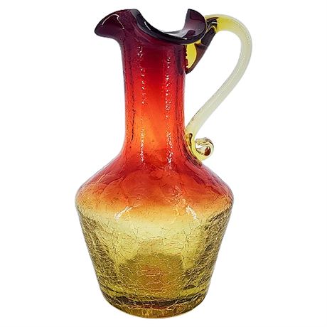 Vintage Amberina Crackle Glass Mini Pitcher