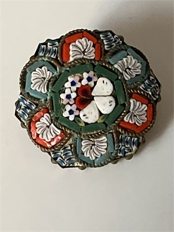 Antique Italian mosaic brooch