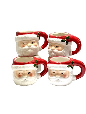Cocktail Kingdom MiracleWinking Santa Head Ceramic Mugs - 4 Mugs (Lot 1 of 2)