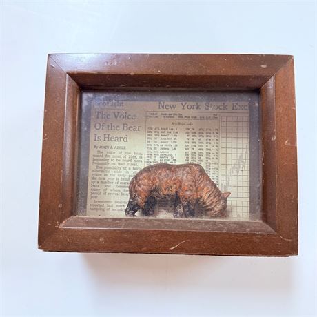 Vintage Wall Street Bear Shadowbox