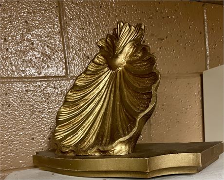 Gold painted seashell shelf