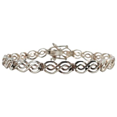 Vtg VIOR Sterling Silver Infinity Link Bracelet