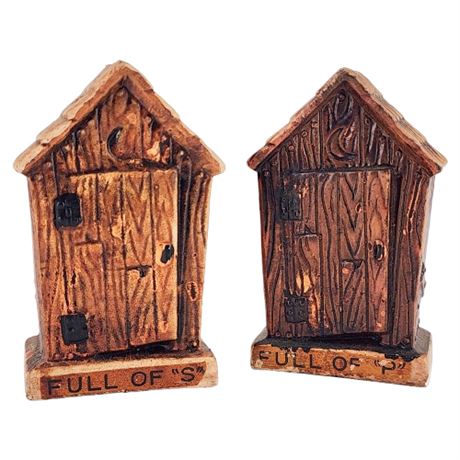 Vintage "Full of S" & "Full of P" Ceramic Salt & Pepper Shakers, Flawed