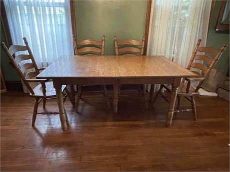 Oak Amish Made Dining Table with Chairs