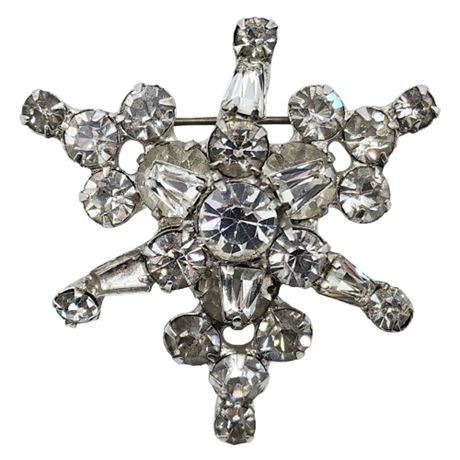 Vintage Prong Set Rhinestone Burst Brooch