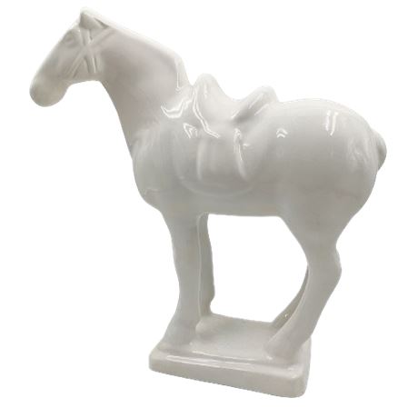 Taiwan Ceramic White Horse Figure