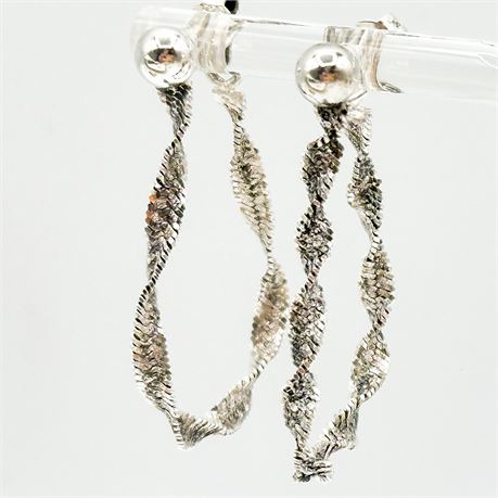 Vintage Sterling Silver Twisted Chain Dangle Earrings