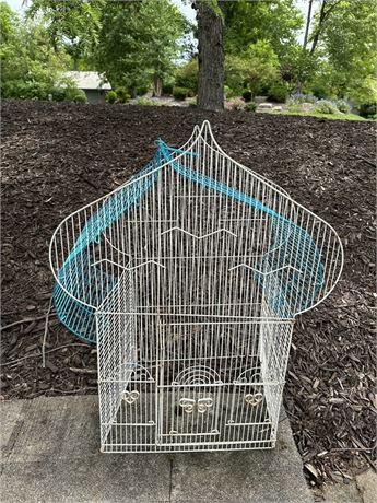 Large Blue & White Bird Cage
