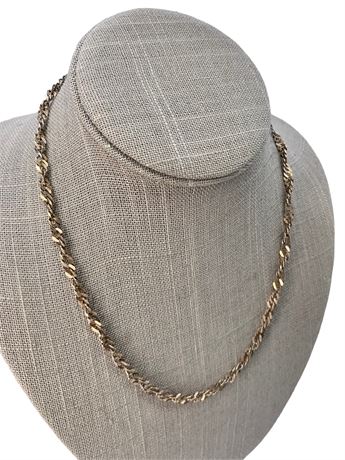 13 Gram Sterling Silver Twisted 18” Italian Gold Vermeil Chain Necklace