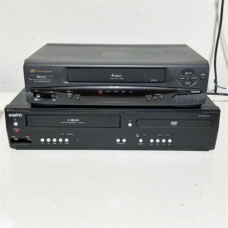 Vintage White-Westinghouse VCR & Sanyo VCR/ DVD