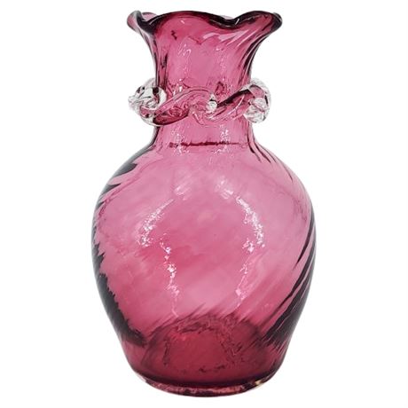Vintage Pilgrim Art Glass Cranberry Bud Vase