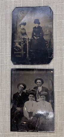 2 Antique Tintype Studio Victorian & Edwardian Era Photographs