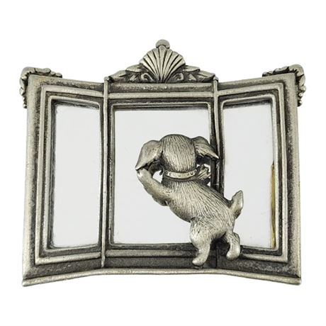 Vintage JONETTE Dog in Mirror Brooch