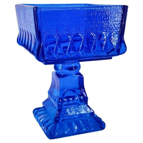 Vintage Jeannette Glass Blue Flashed Wedding Box, No Lid
