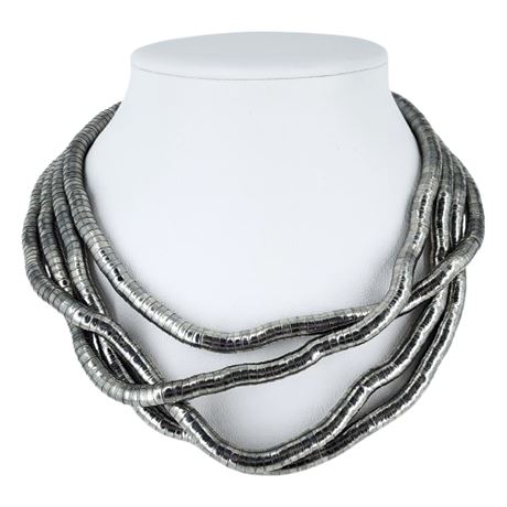 Silver Tone Cup Bead Twistable/Moldable 66" Necklace