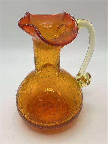 Pilgrim glass hand blown crackle glass pitcher
