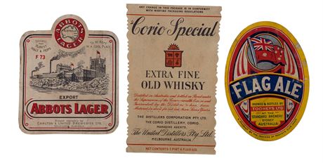 Lot of 3 Vintage WWII era Liquor Bottle Labels