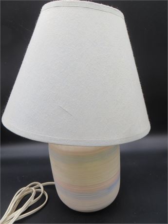 Small Table Lamp w/Blue, Pink & White Swirl