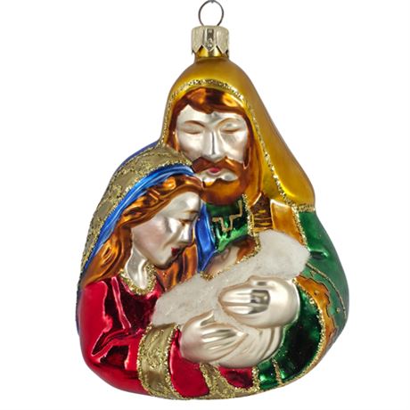 VTG 4.5" Hallmark Glass Ornament, Holy Family