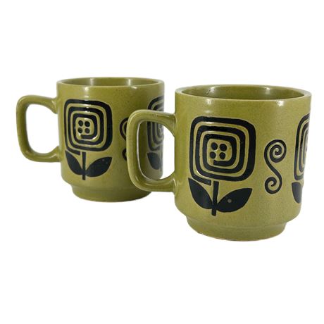 Pair of MCM Nagoya Stoneware Floral Mugs