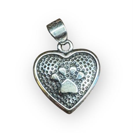Pawprint & Heart Sterling Silver Pendant