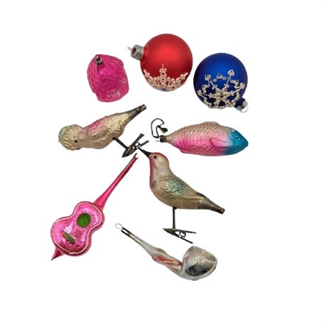Vintage Ornaments w/ Birds