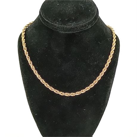Vintage Gold-Tone Rope Chain Necklace – Classic Twisted Design