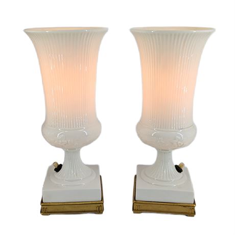 Pair Vintage Lenox Dav Art Torchiere Lamps Working