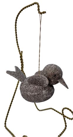 Vintage Smoke Gray Glittered Bird Candy Container Tree Ornament