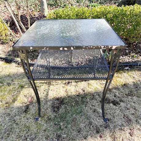 Vintage Wrought Iron Patio Side Table