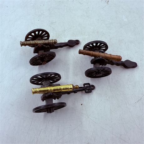 3 Vintage Brass Cannons