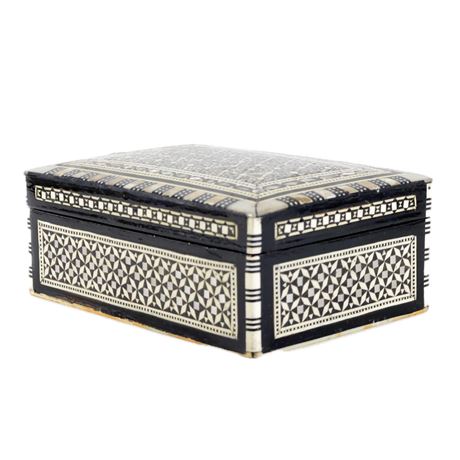 Vintage Moorish Inlaid Mosaic Trinket Box