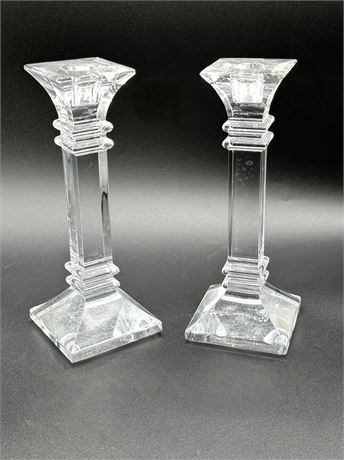 Two Waterford Candlesticks 8"