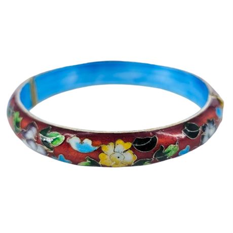 Vintage Cloisonne Floral Hinge Bracelet