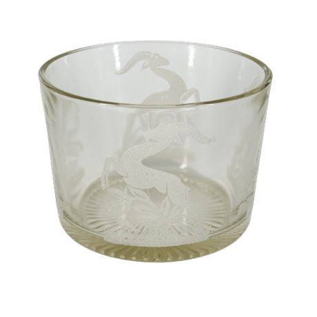 Mid-Century Glass Ice Bucket with Etched Gazelle