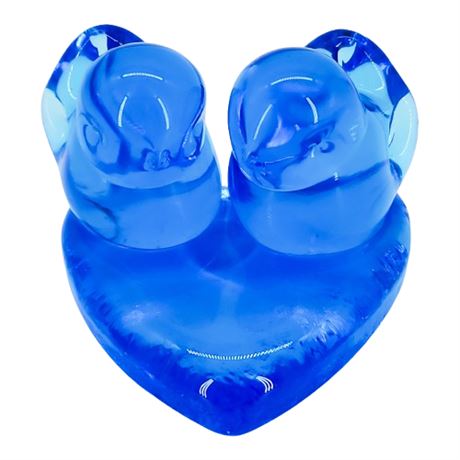 Vintage 1994 Leo Ward Bluebirds of Happiness Art Glass Paperweight