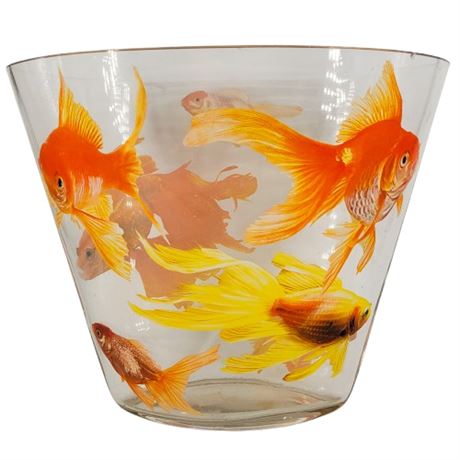 Glass Goldfish Decal Clear Art Glass Vase