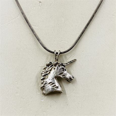 9g Vntg Sterling Unicorn Necklace