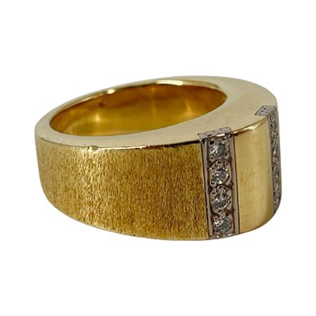 18K Gold & Diamond Mens Modernist Ring