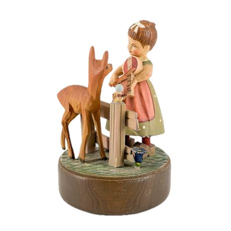 Vintage Reuge/ Anari Girl Playing Violin Music Box