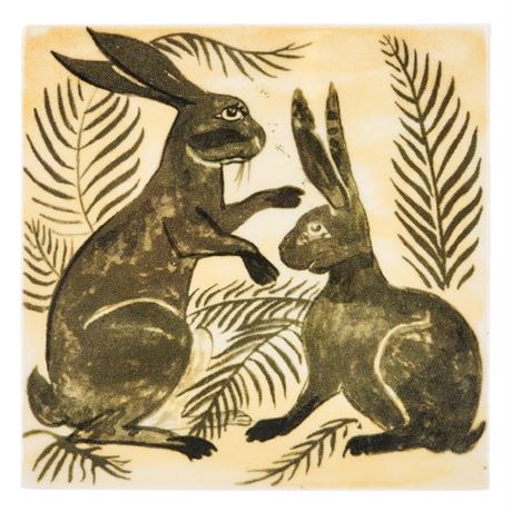 Vintage William De Morgan "Hares" V&A Museum Reproduction Ceramic Trivet