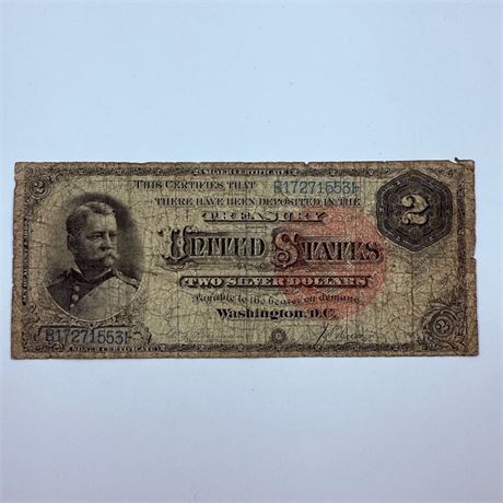 1886 $2 Silver Certificate Hancock Note