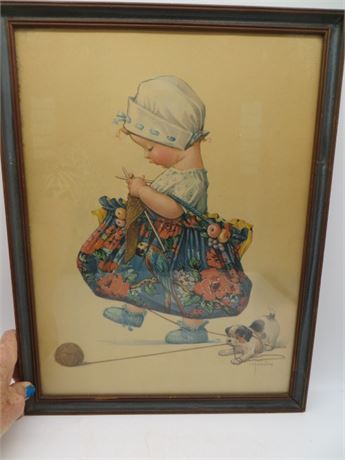 Child Sewing w/Dog By Charles Twelvetrees Selling For $2900 OnLine!