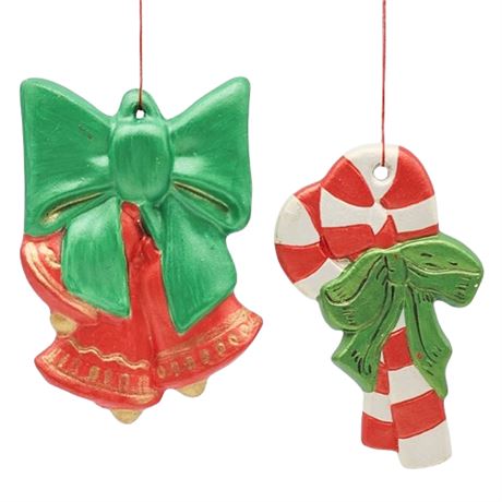 Vintage Hand Painted Ceramic Christmas Ornaments