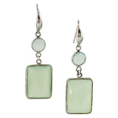 Sterling Silver & Faceted Green Aventurine Earrings