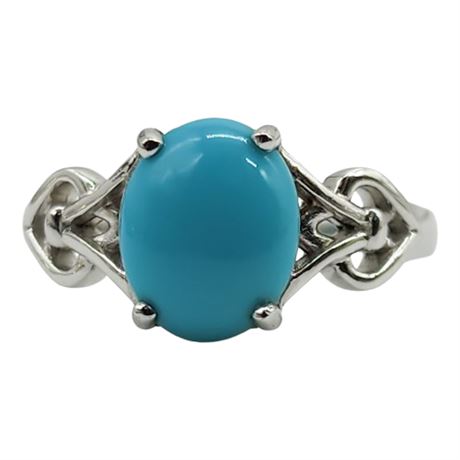 Vintage Sterling Silver Turquoise Ring, Sz 7